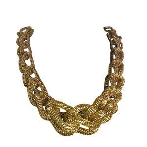 Vintage Graziano CN Gold-Tone Braided Statement Necklace Italy